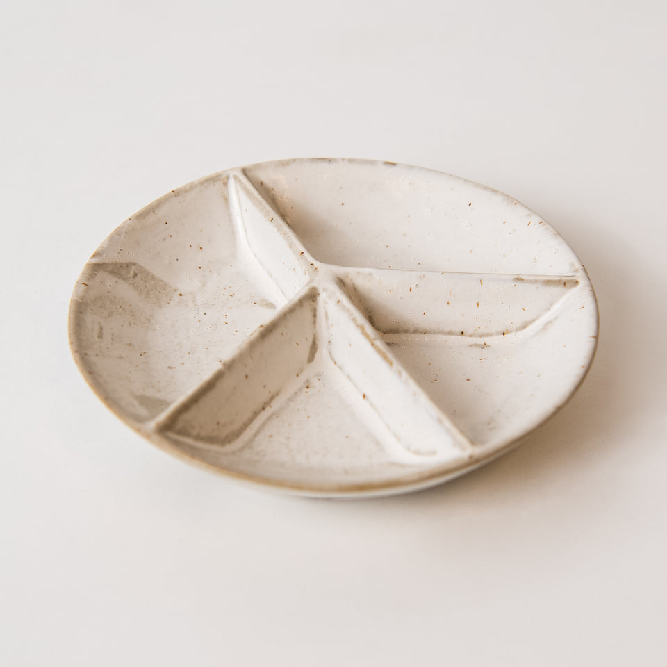 Stoneware Peace Sign 4-Section Dish