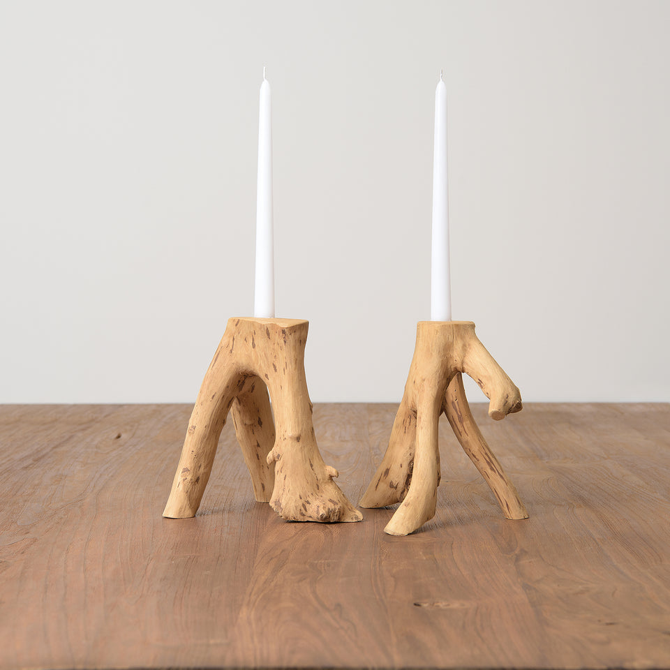 Teak Candle Holders