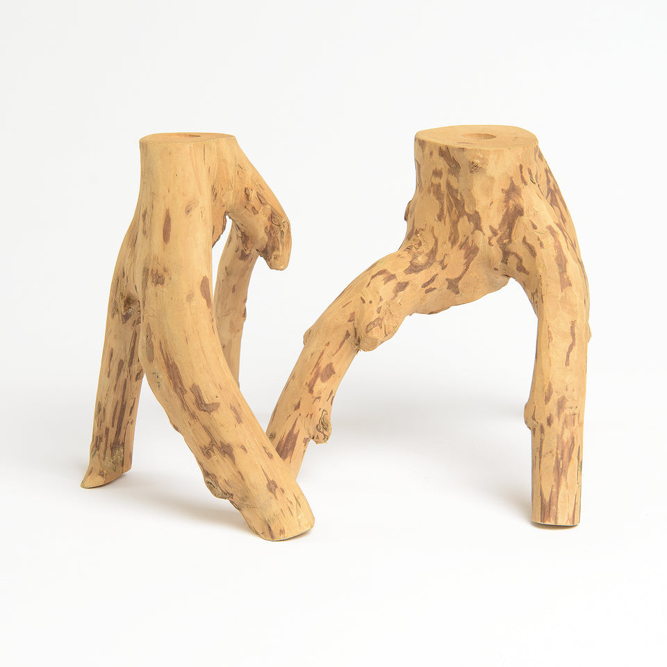 Teak Candle Holders