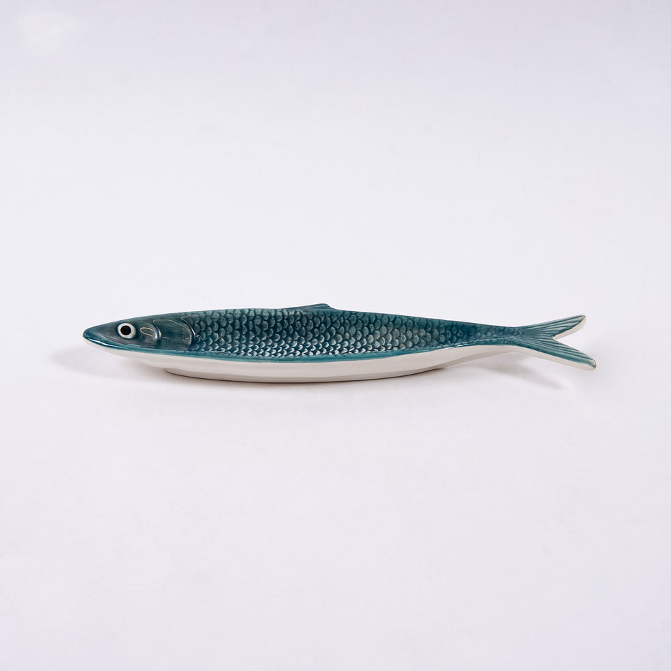 Hand-Painted Ceramic Sardine Shaped Plate Pair