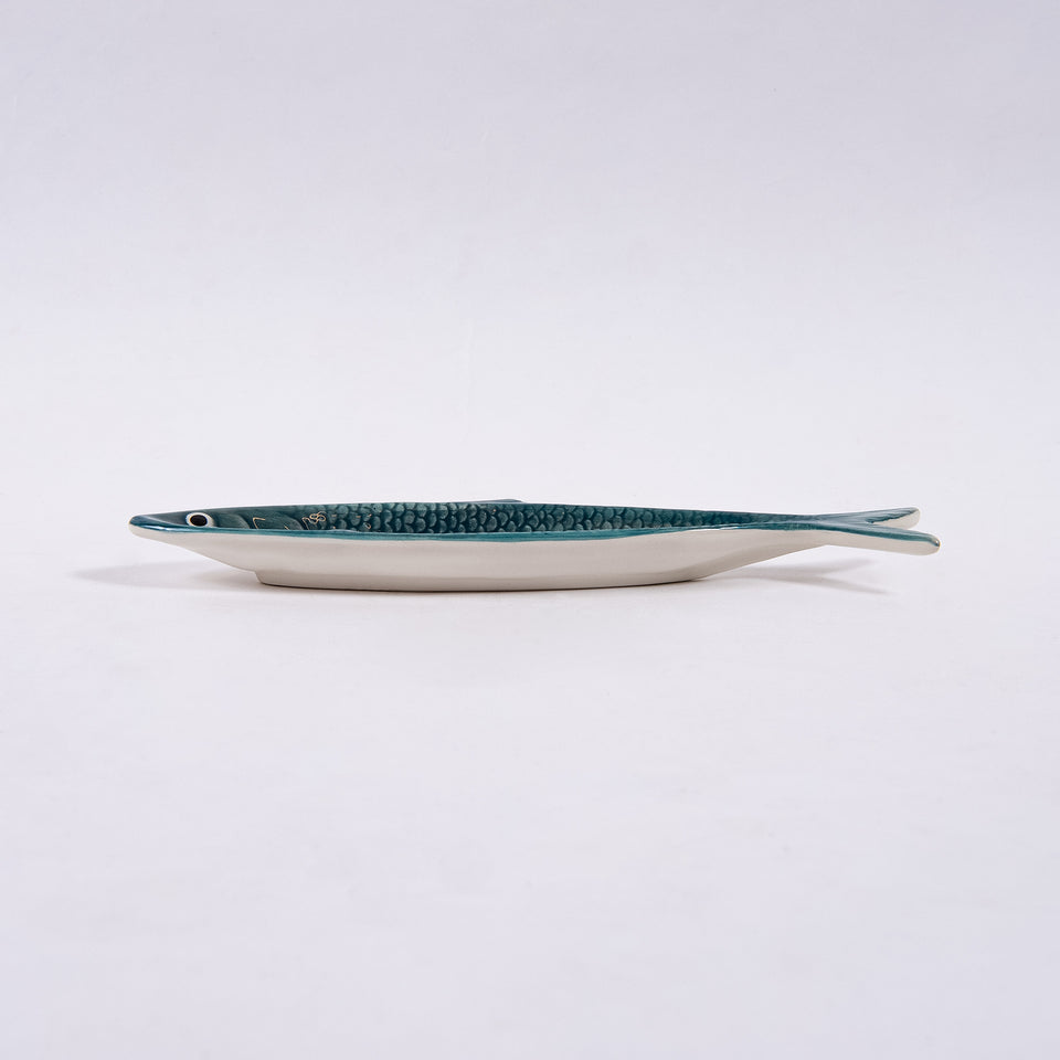 Hand-Painted Ceramic Sardine Shaped Plate Pair