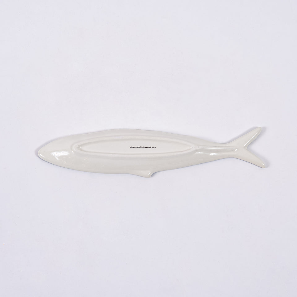 Hand-Painted Ceramic Sardine Shaped Plate Pair