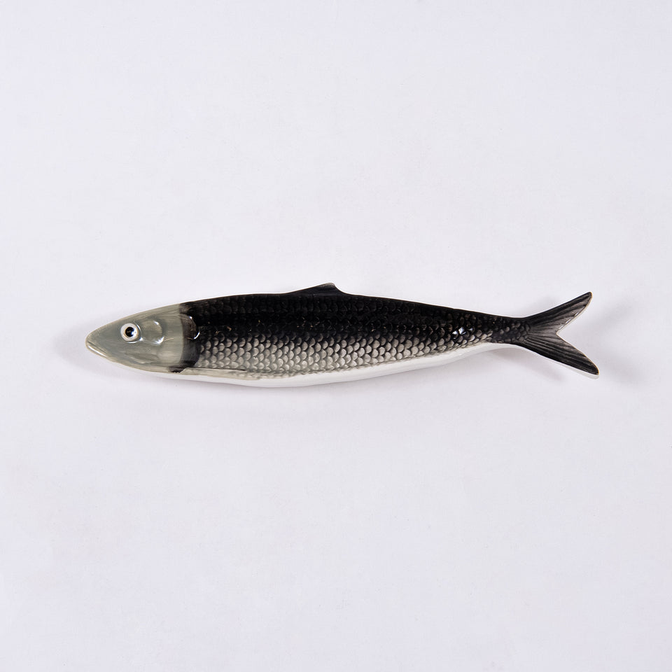 Hand-Painted Ceramic Sardine Shaped Plate Pair