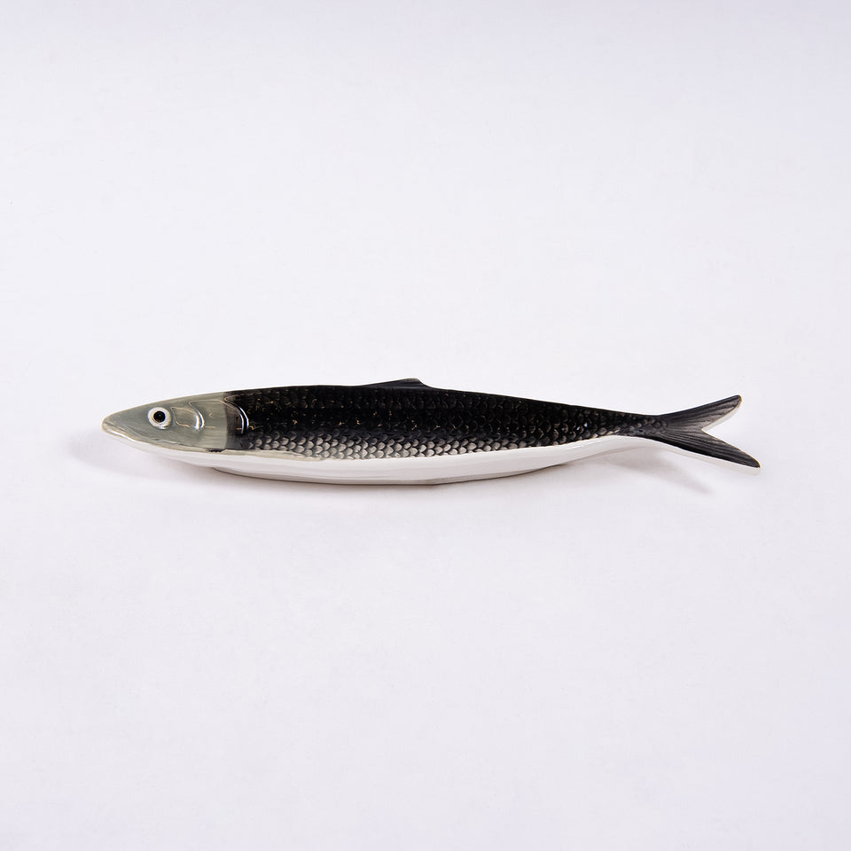 Hand-Painted Ceramic Sardine Shaped Plate Pair