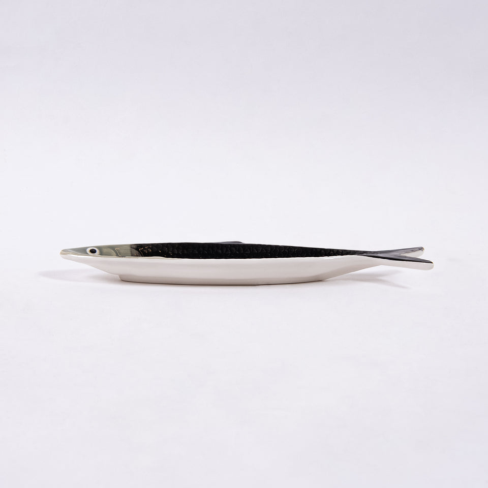 Hand-Painted Ceramic Sardine Shaped Plate Pair