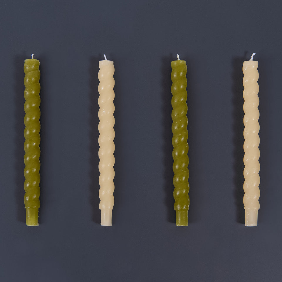 Green Unscented Twisted Taper Candles