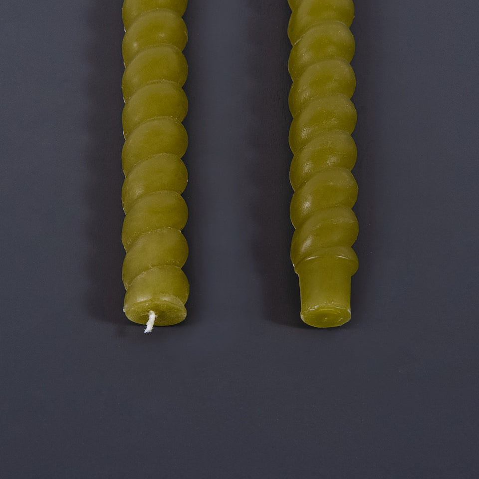 Green Unscented Twisted Taper Candles