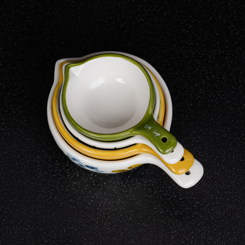 Spring Hand-Painted Stoneware Measuring Cups