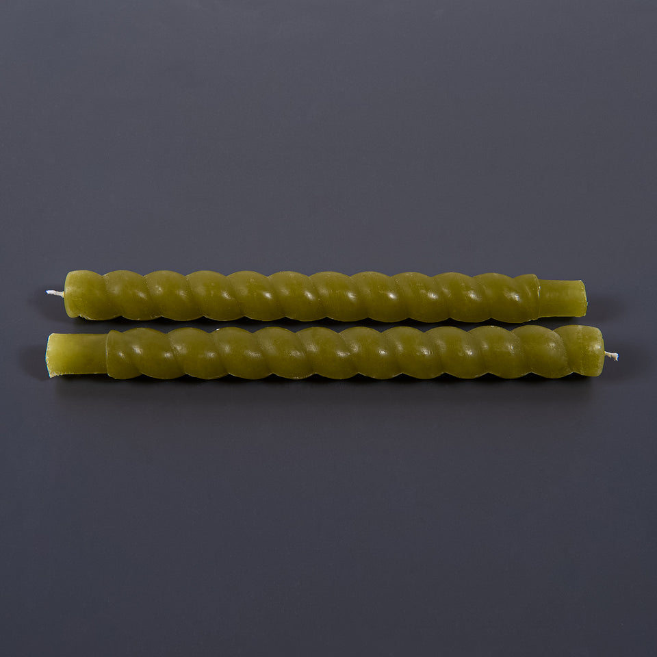 Green Unscented Twisted Taper Candles