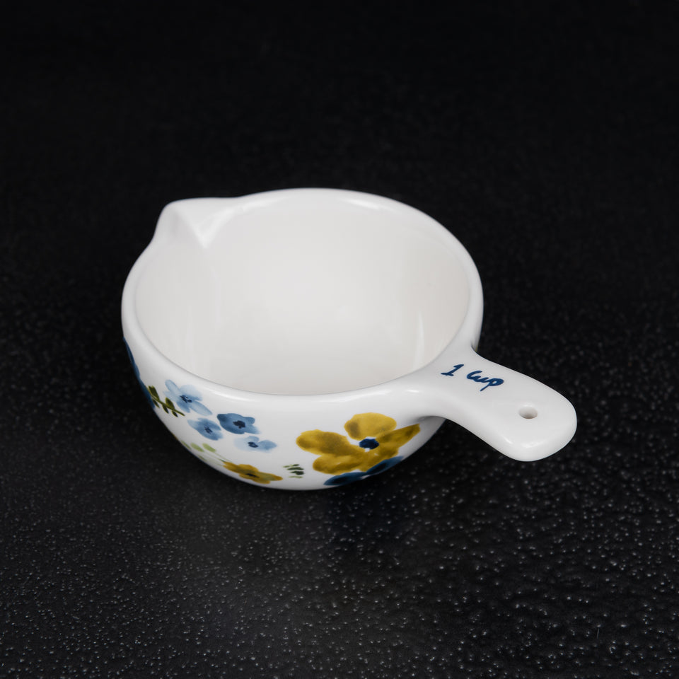 Spring Hand-Painted Stoneware Measuring Cups