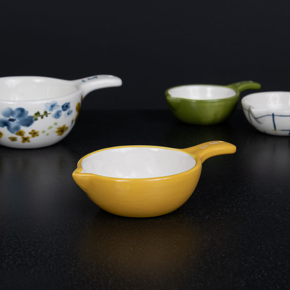 Spring Hand-Painted Stoneware Measuring Cups