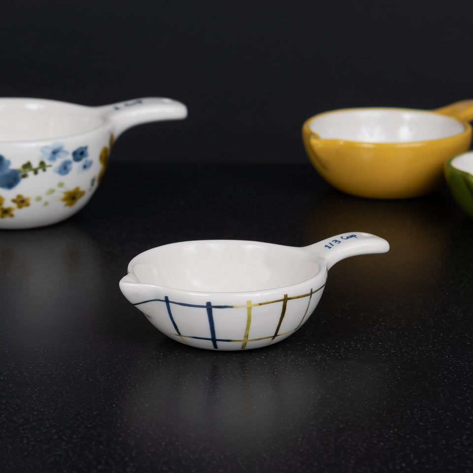 Spring Hand-Painted Stoneware Measuring Cups