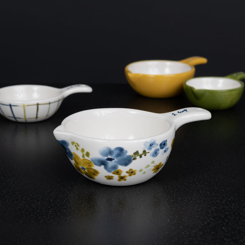 Spring Hand-Painted Stoneware Measuring Cups