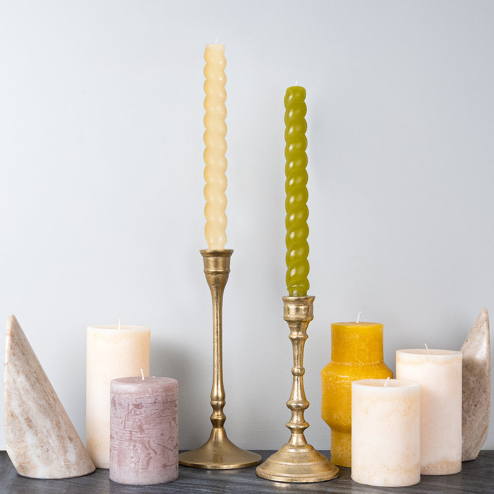 Green Unscented Twisted Taper Candles