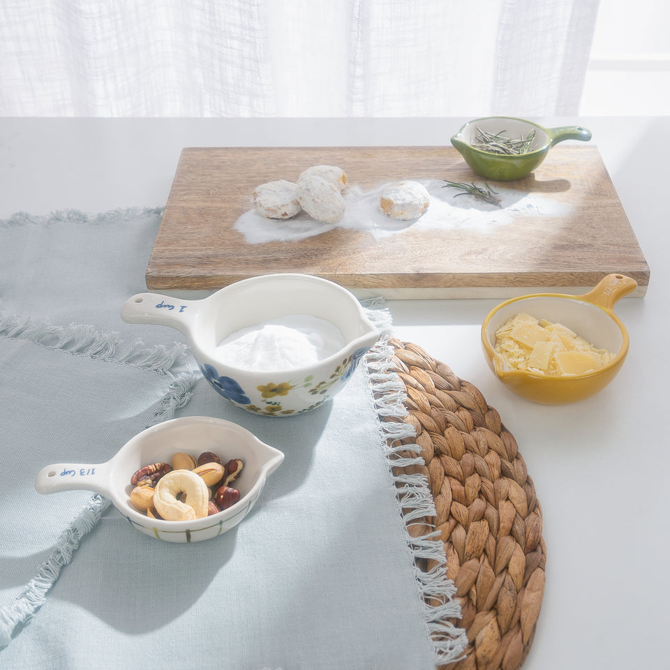 Spring Hand-Painted Stoneware Measuring Cups