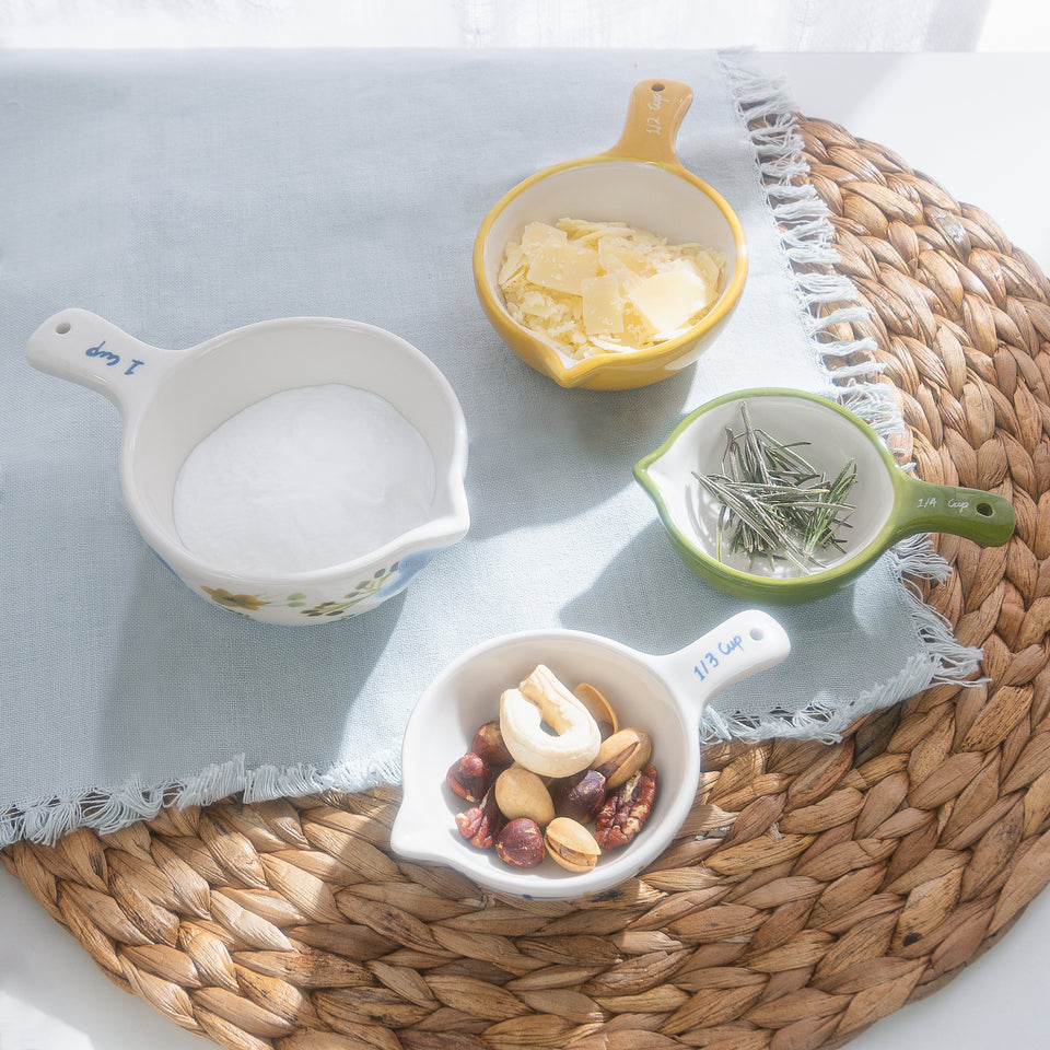 Spring Hand-Painted Stoneware Measuring Cups
