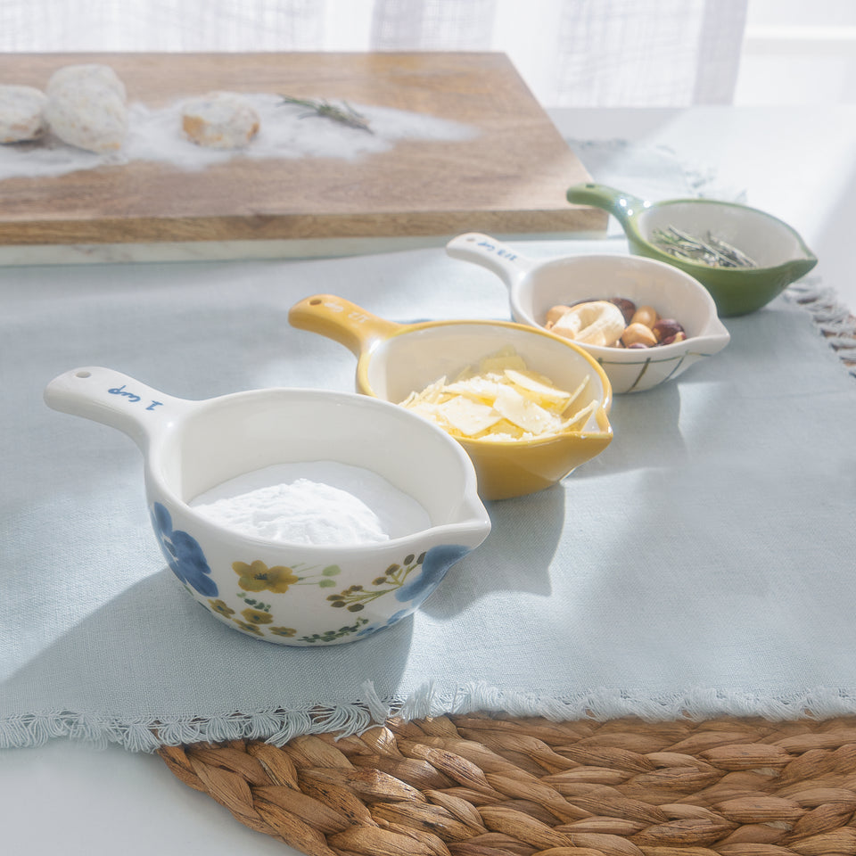 Spring Hand-Painted Stoneware Measuring Cups