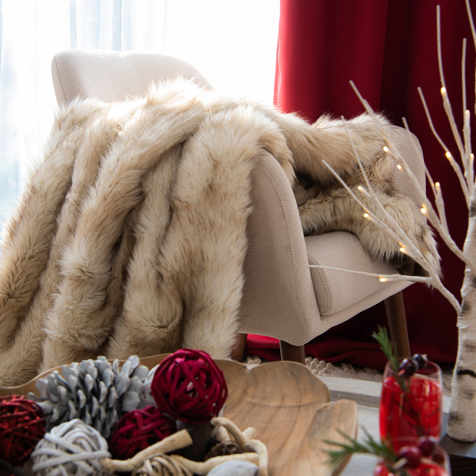 Faux Fur Throw - Champagne Fox