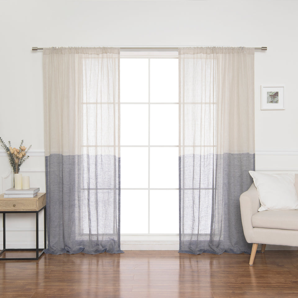 Brittany Linen Voile Colorblock Curtain