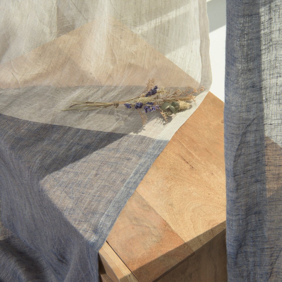 Brittany Linen Voile Colorblock Curtain