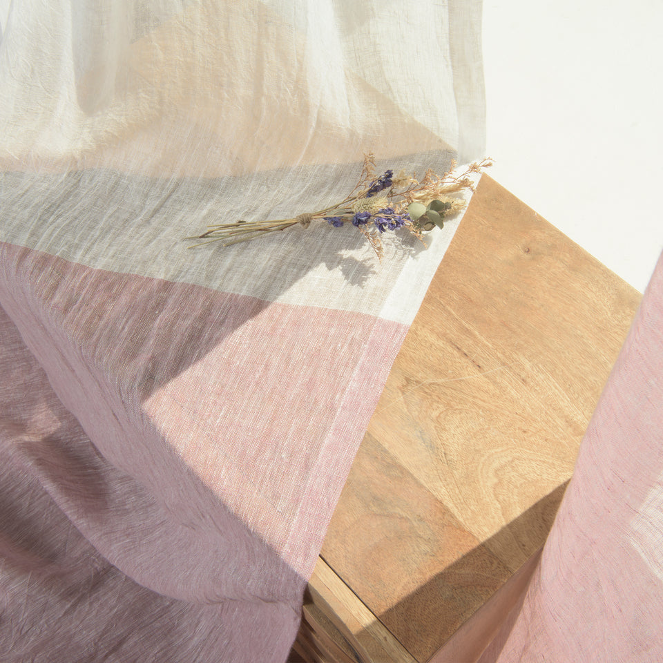 Brittany Linen Voile Colorblock Curtain