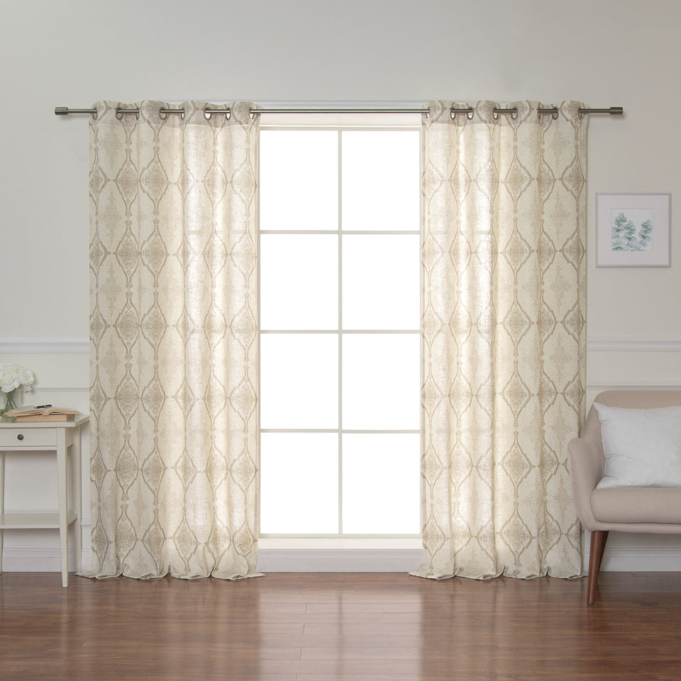 Damask Medallion Linen Blend Curtains
