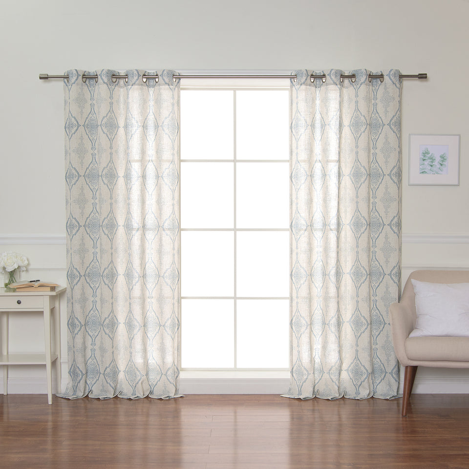 Damask Medallion Linen Blend Curtains