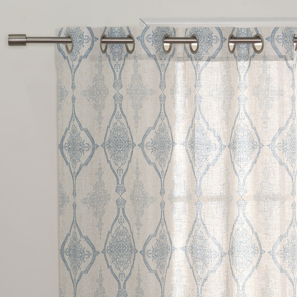 Damask Medallion Linen Blend Curtains