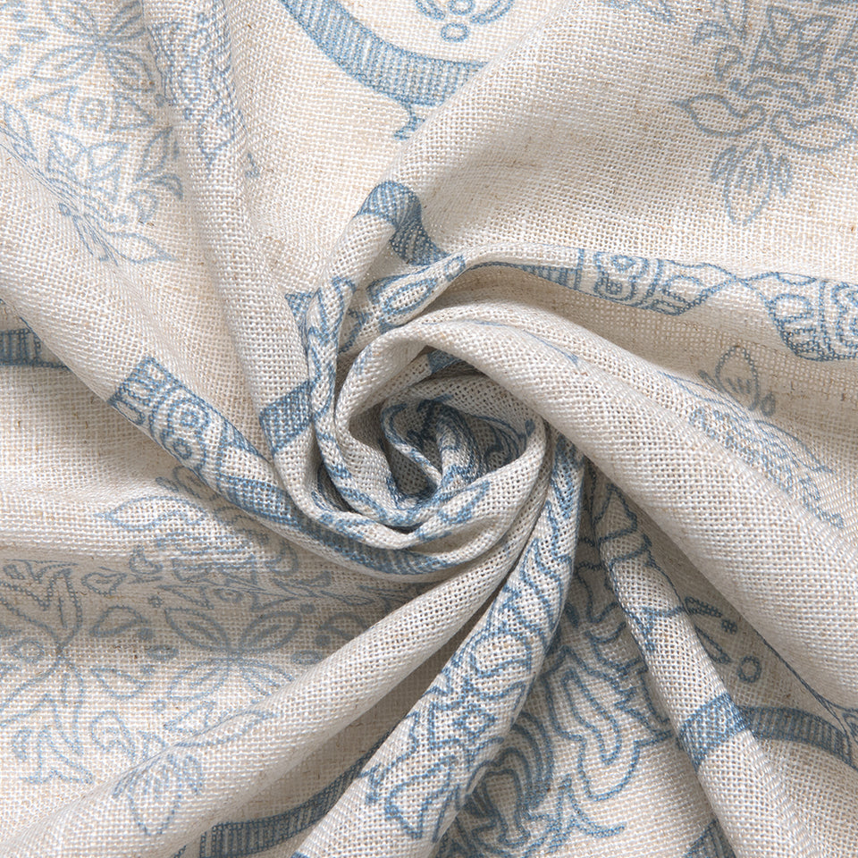Damask Medallion Linen Blend Curtains