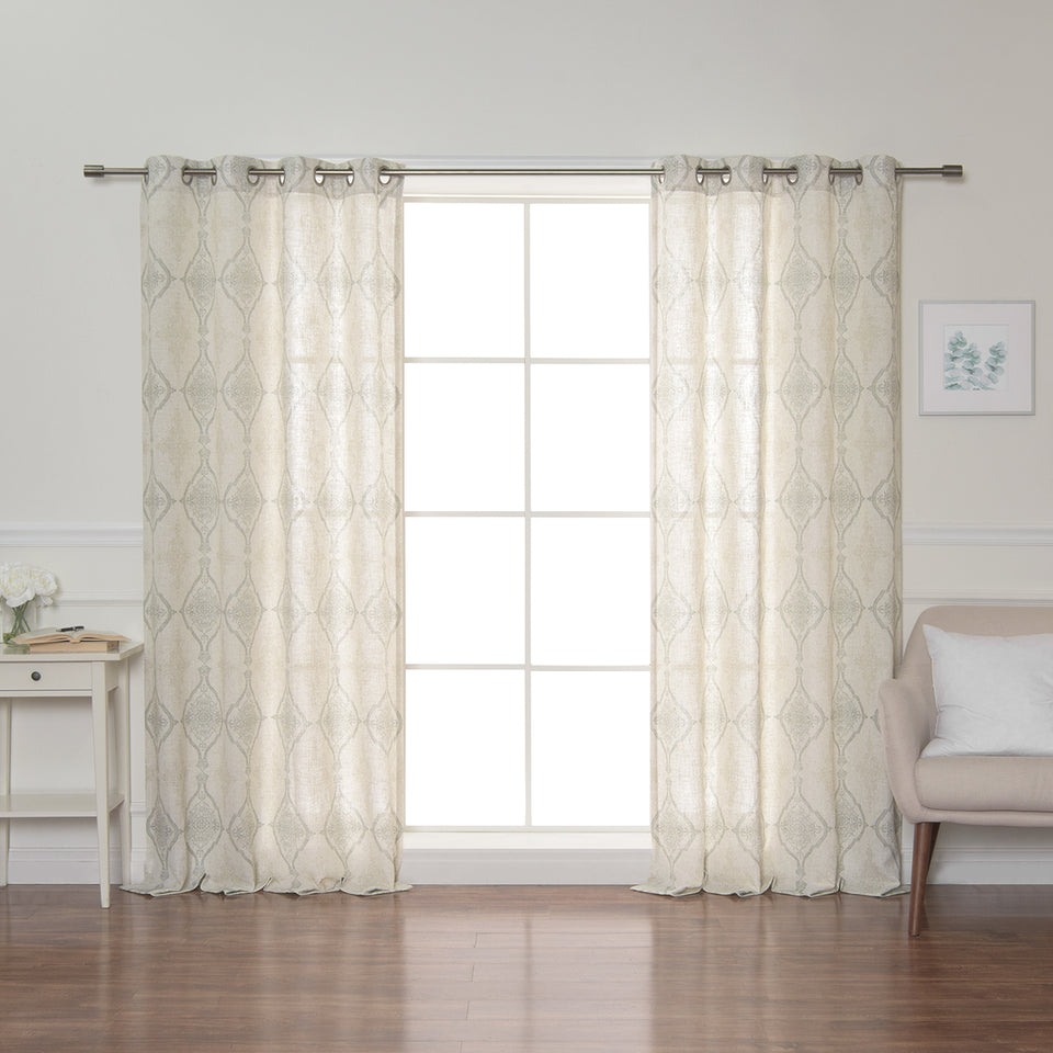 Damask Medallion Linen Blend Curtains