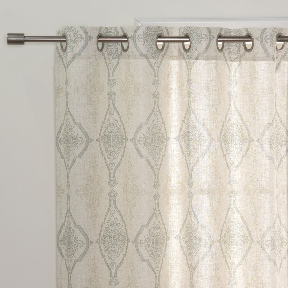 Damask Medallion Linen Blend Curtains