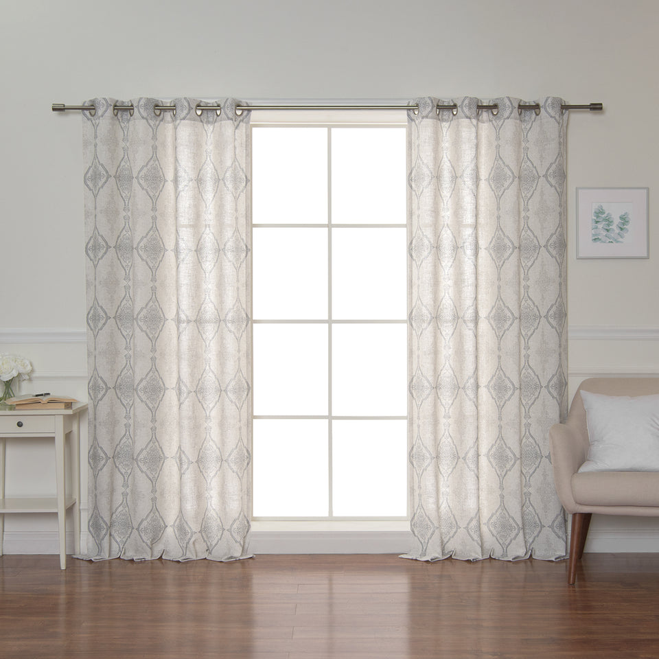 Damask Medallion Linen Blend Curtains