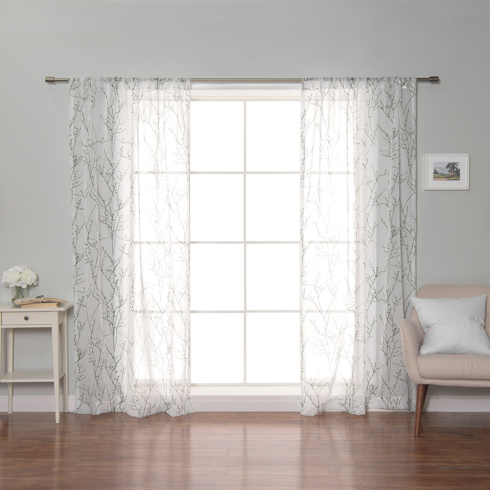 Sheer Watercolor Tree Branch Curtains