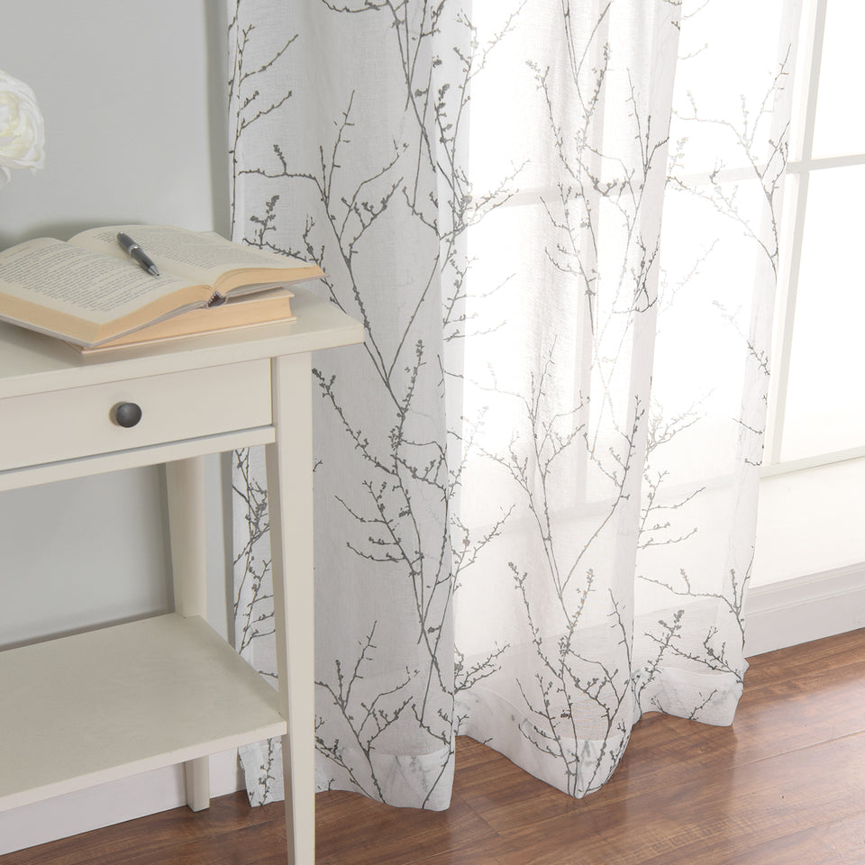 Sheer Watercolor Tree Branch Curtains