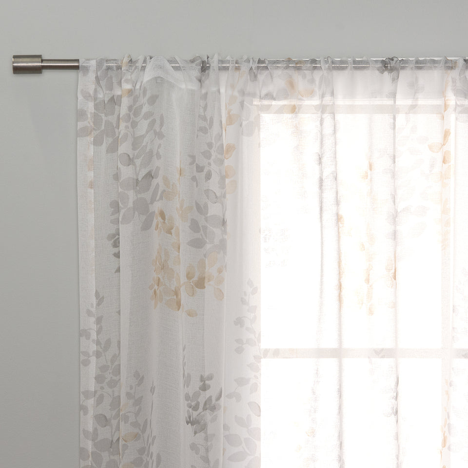 Sheer Watercolor Leaves Curtains
