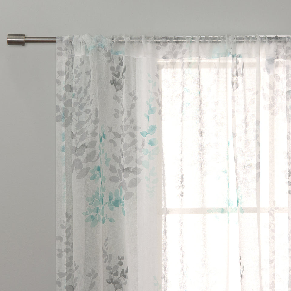 Sheer Watercolor Leaves Curtains