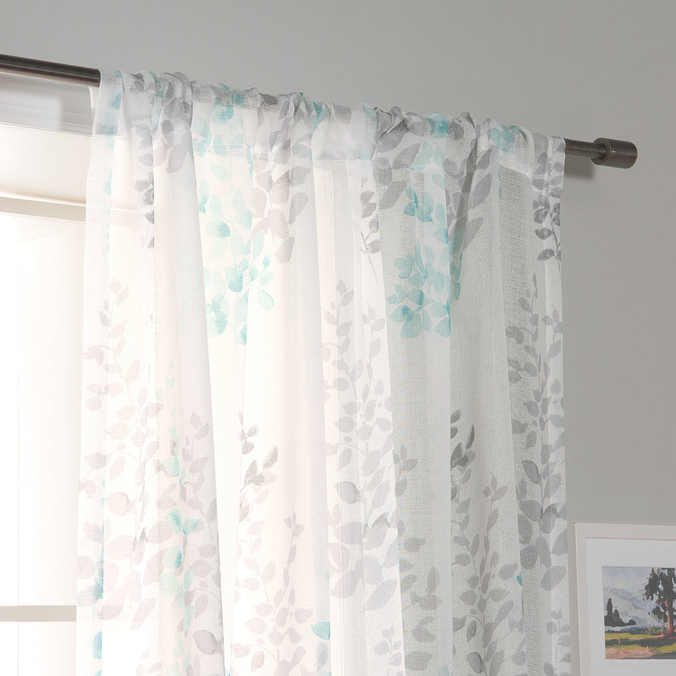 Sheer Watercolor Leaves Curtains