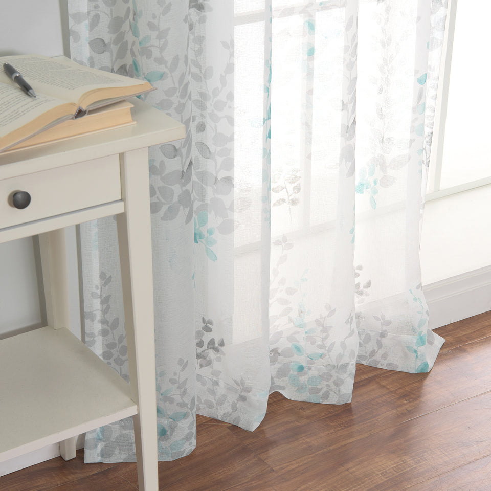 Sheer Watercolor Leaves Curtains
