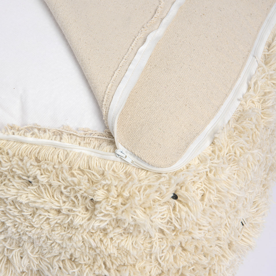 White Pouf with Black Sequins