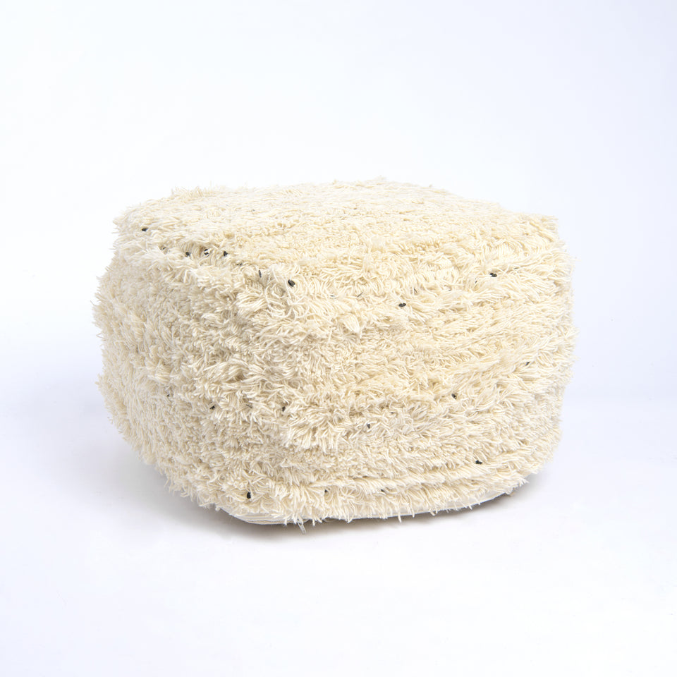 White Pouf with Black Sequins