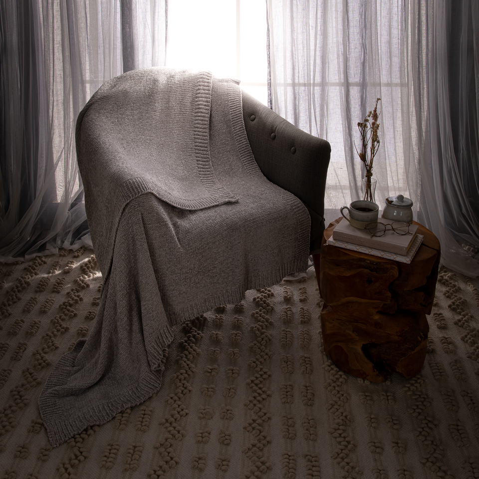 Chenille Blanket - Light Grey