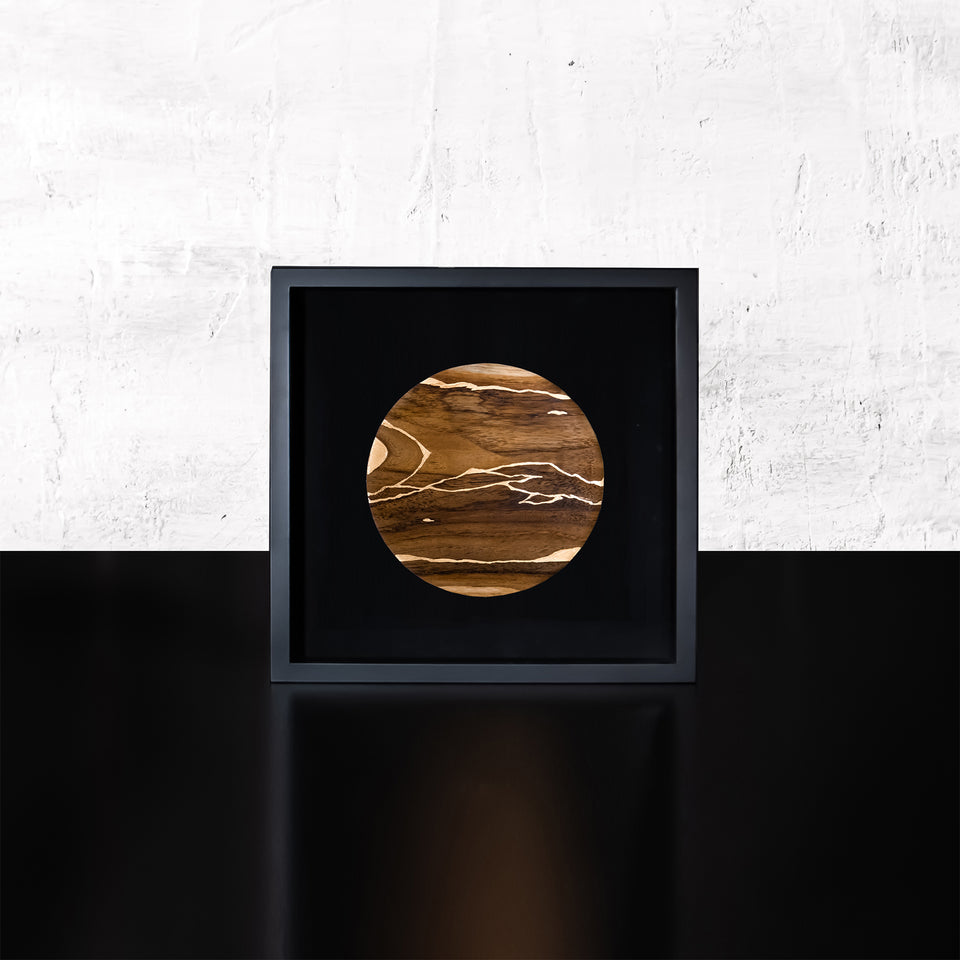 Hand Painted Moon Teak Artwork in Black