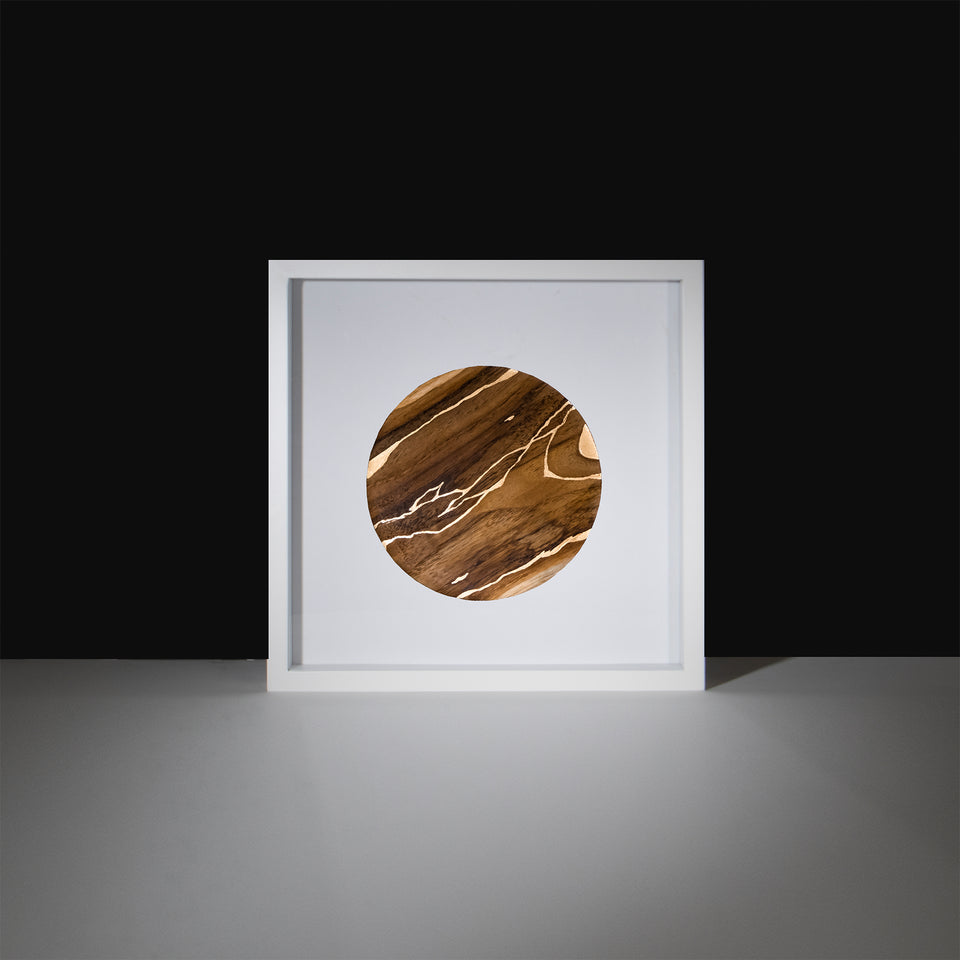 Hand Painted Moon Teak Artwork in White