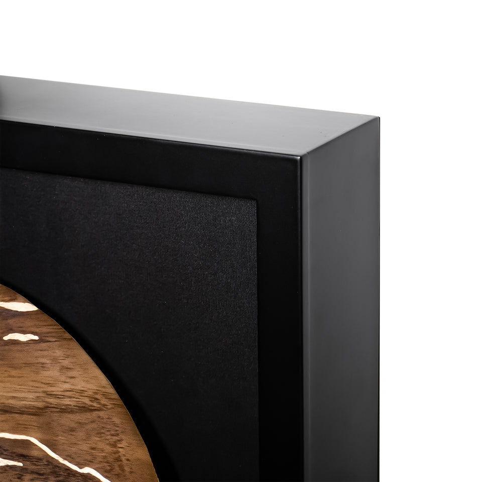 Hand Painted Moon Teak Artwork in Black