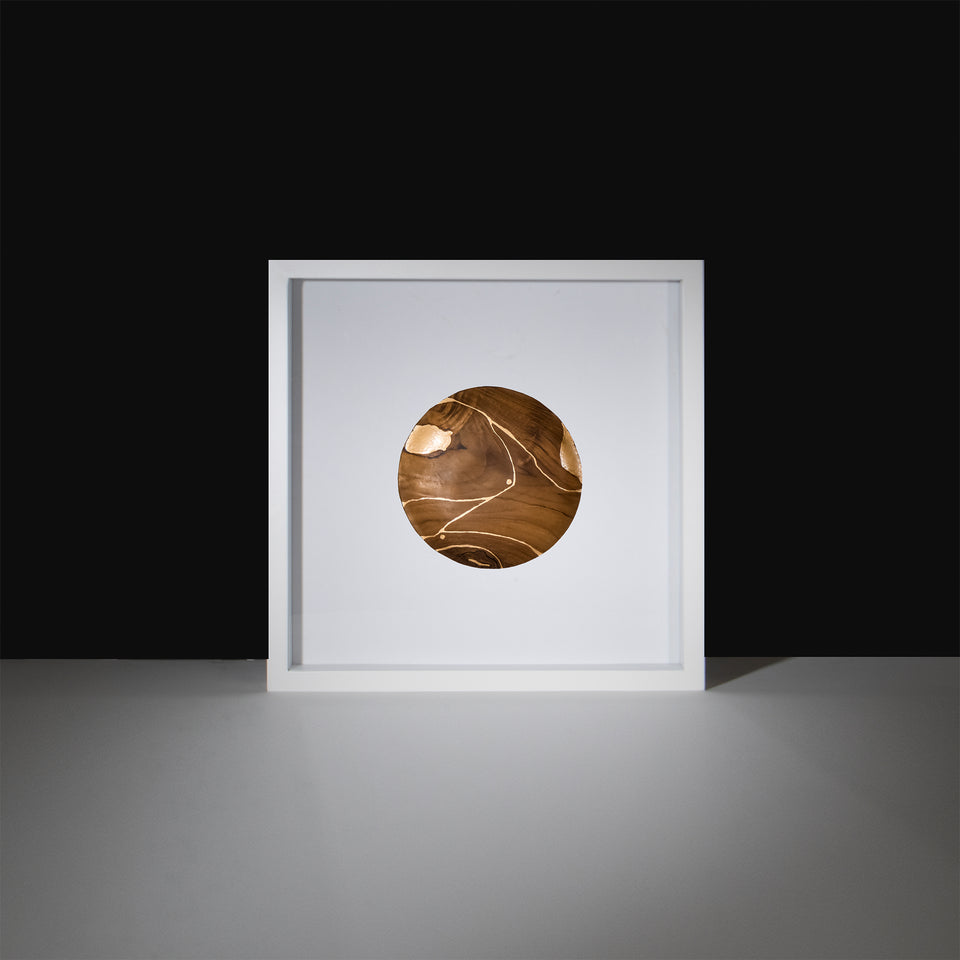 Hand Painted Moon Teak Artwork in White