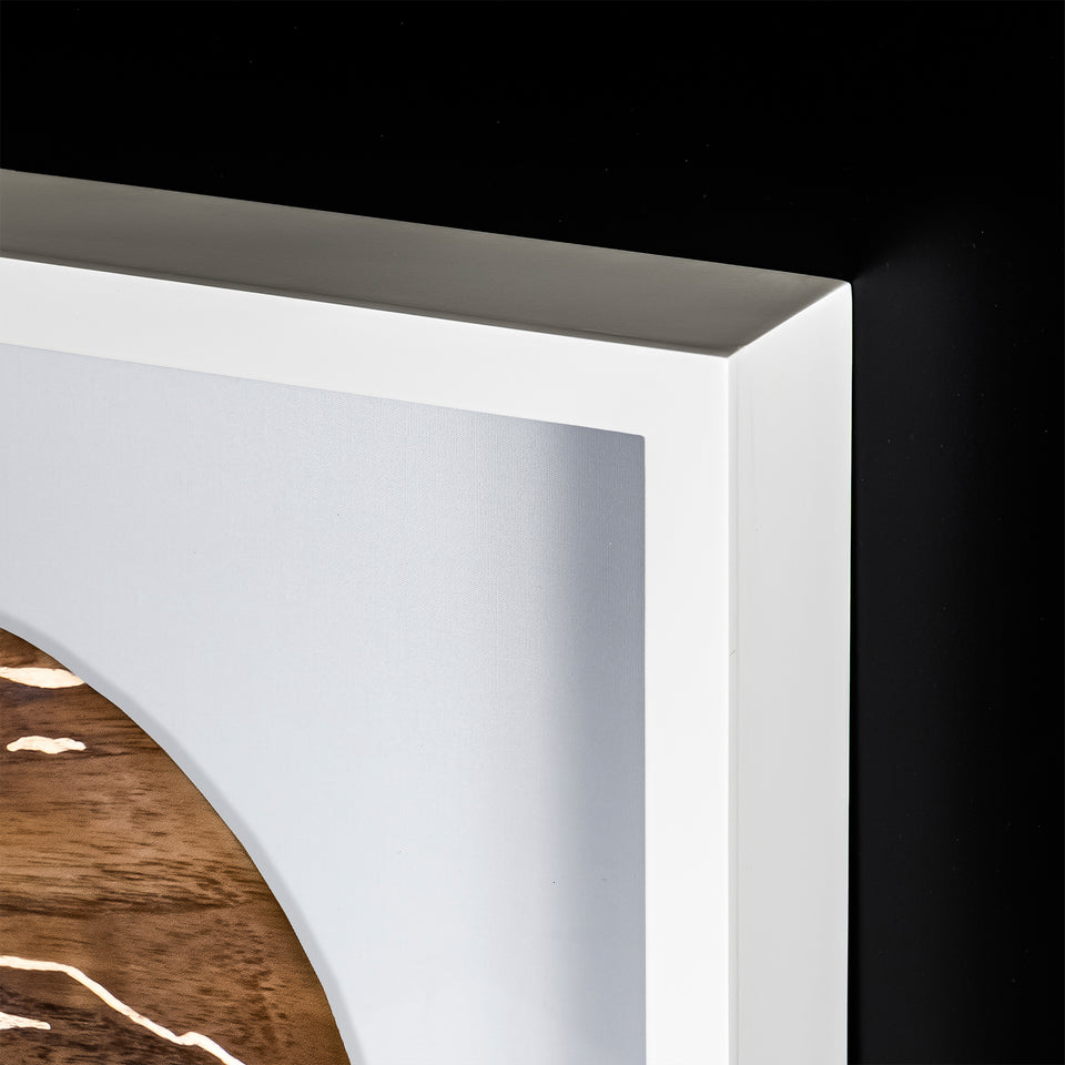 Hand Painted Moon Teak Artwork in White