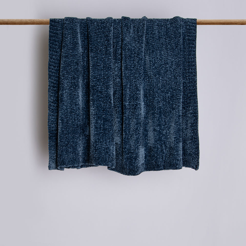 Chenille Blanket - Navy