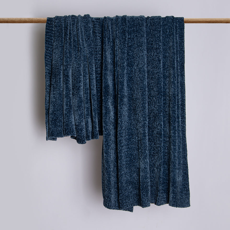 Chenille Blanket - Navy