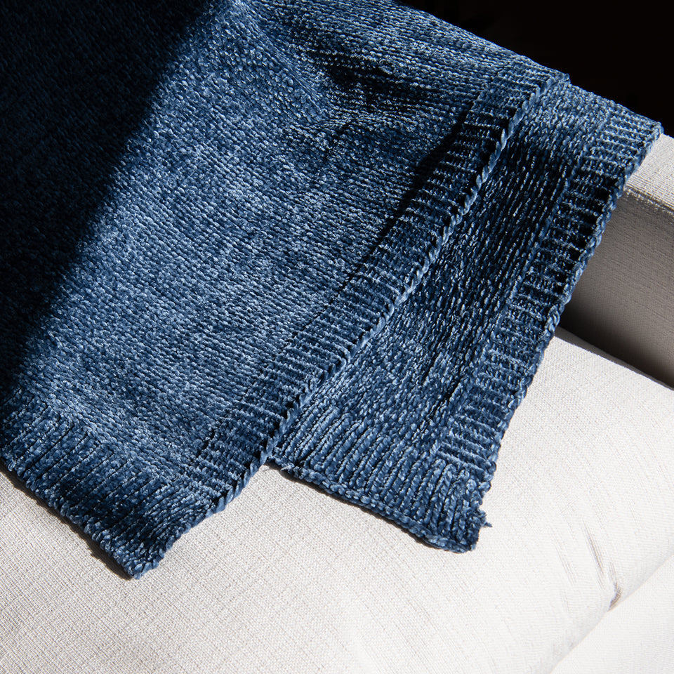 Chenille Blanket - Navy