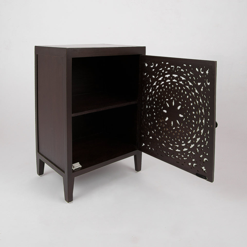 Floral Wood Carved Side Table